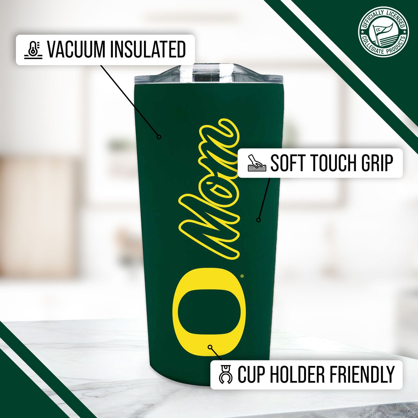 Oregon Ducks NCAA Stainless Steel Travel Tumbler for Mom - Green