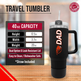 Oregon State Beavers Collegiate 40oz Stainless Steel Travel Tumbler with Handle for Dad - Black