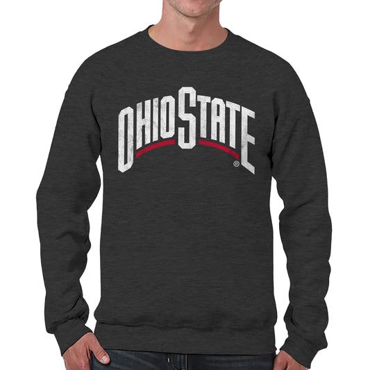 Ohio State Buckeyes NCAA Adult Charcoal Crewneck Fleece Sweatshirt - Charcoal