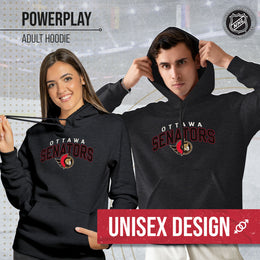 Ottawa Senators NHL Adult Unisex Powerplay Hooded Sweatshirt - Black Heather
