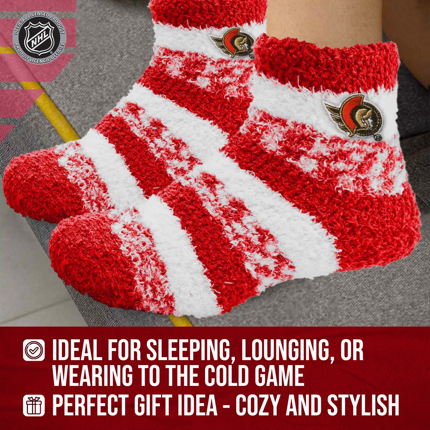 Ottawa Senators NHL Unisex Cozy Sleep Socks - Red