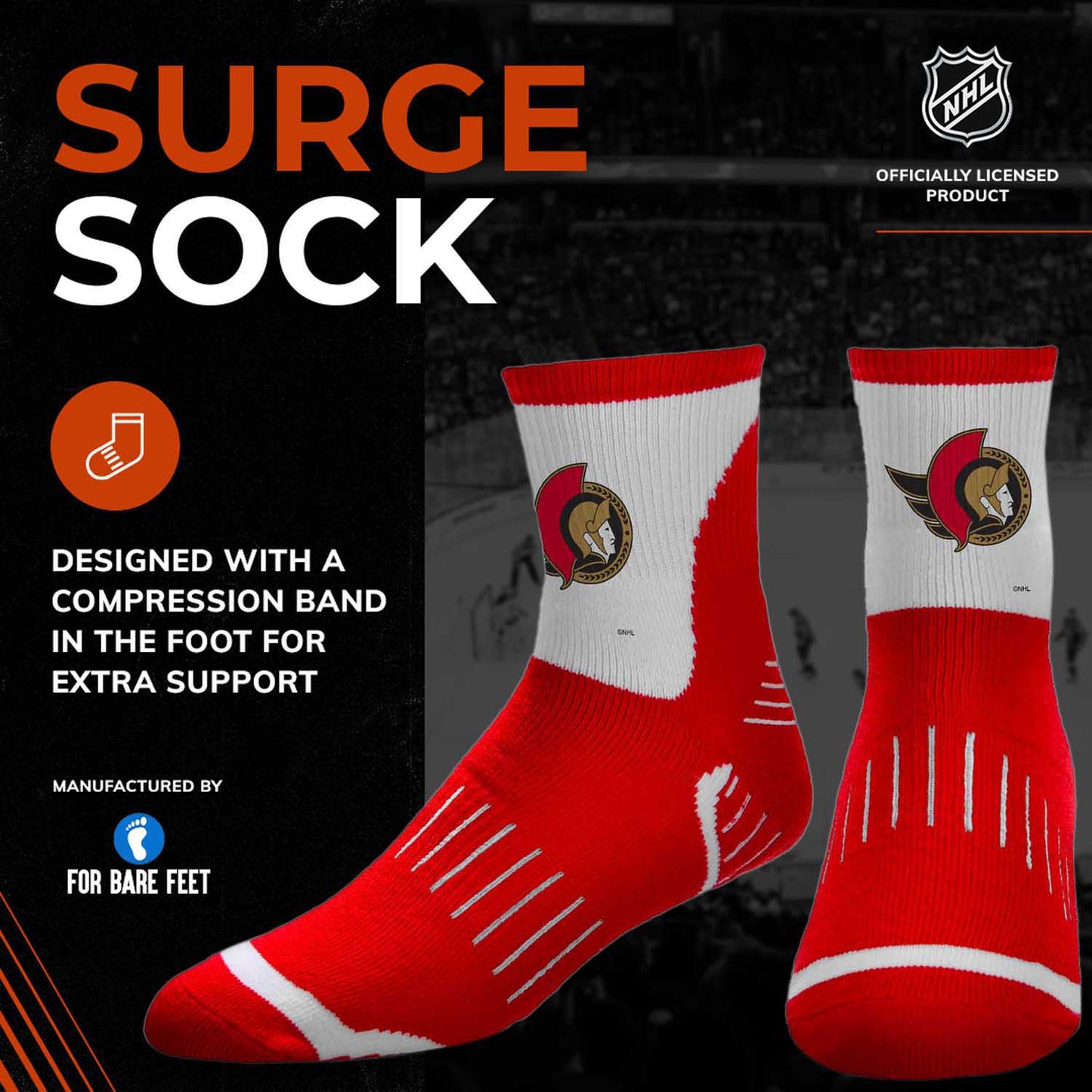 Ottawa Senators NHL Youth Surge Socks - Red