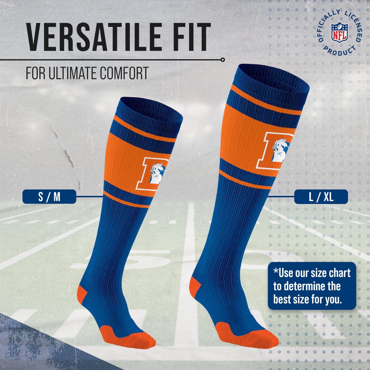 Denver Broncos NFL Adult Knee High-Performance Socks - Royal