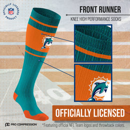 Miami Dolphins NFL Adult Knee High-Performance Socks - Teal