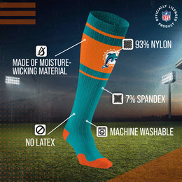 Miami Dolphins NFL Adult Knee High-Performance Socks - Teal