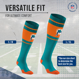 Miami Dolphins NFL Adult Knee High-Performance Socks - Teal