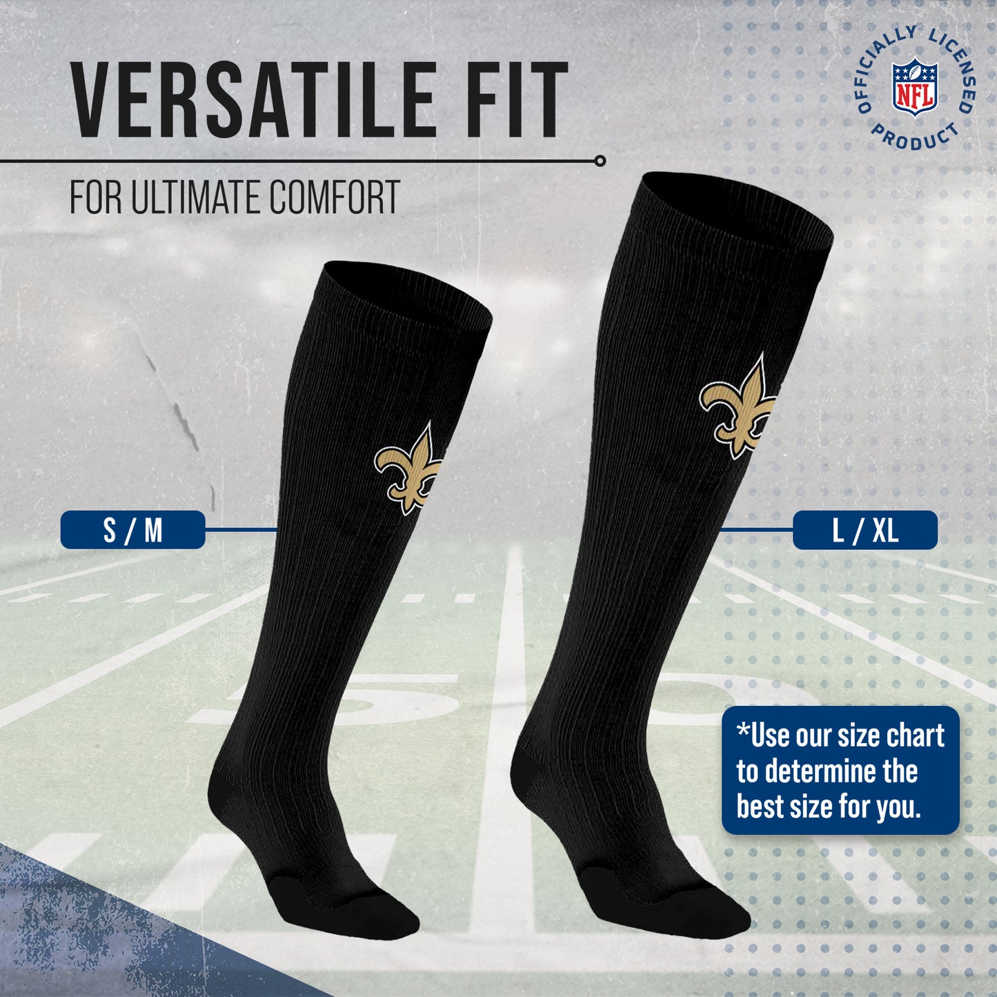 New Orleans Saints NFL Adult Knee High-Performance Socks - Black