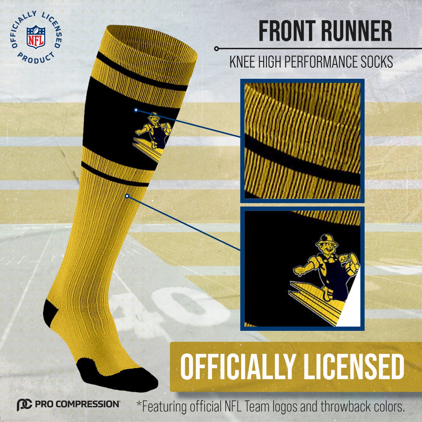 Pittsburgh Steelers NFL Adult Knee High-Performance Socks - Gold