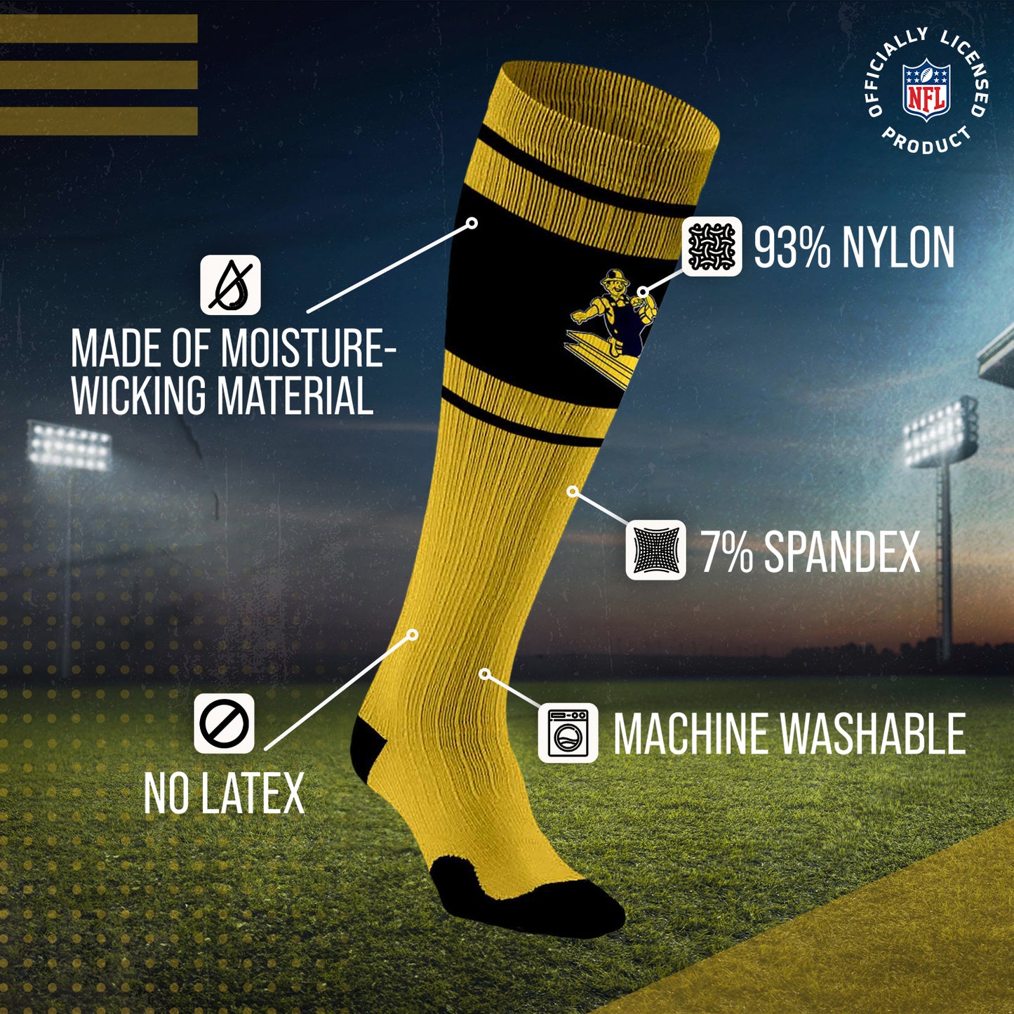 Pittsburgh Steelers NFL Adult Knee High-Performance Socks - Gold