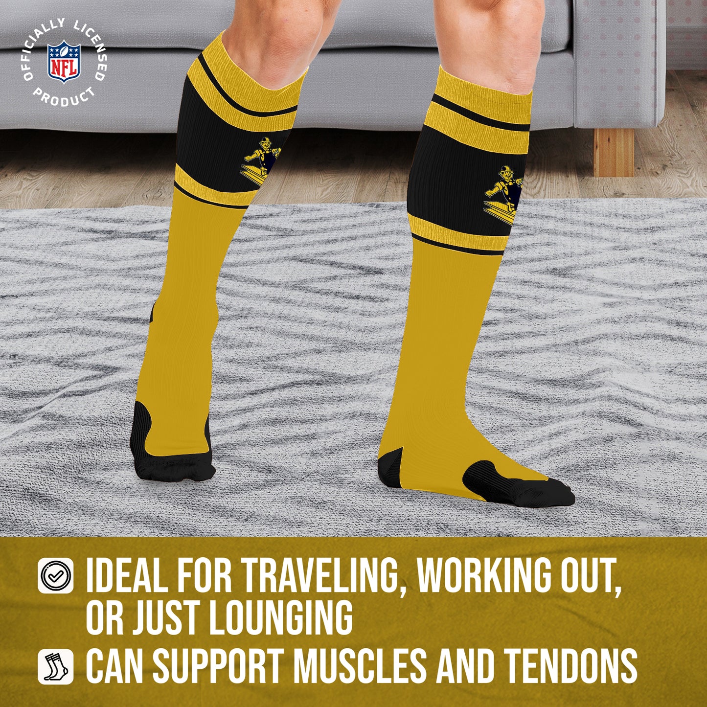 Pittsburgh Steelers NFL Adult Knee High-Performance Socks - Gold