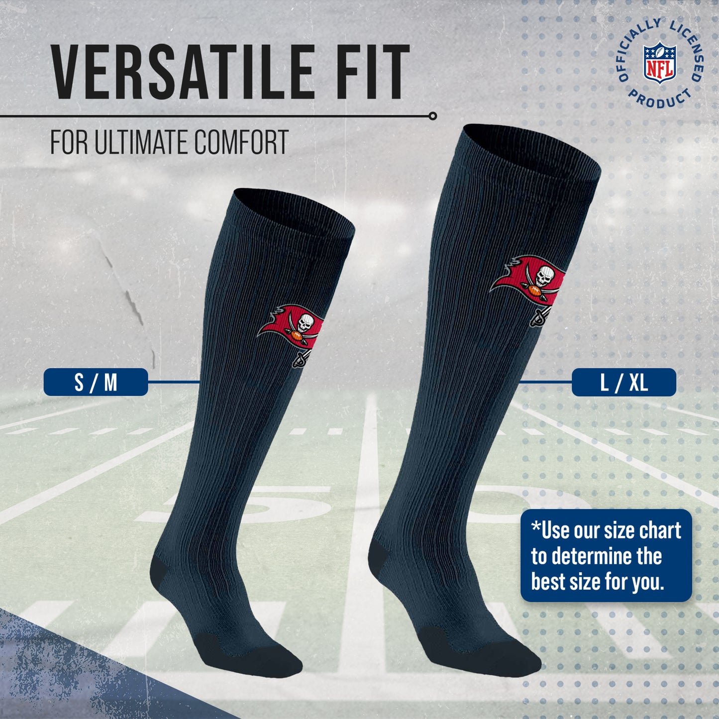 Tampa Bay Buccaneers NFL Adult Knee High-Performance Socks - Black
