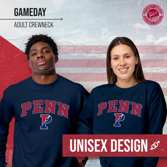 Penn Quakers Campus Colors Adult Arch & Logo Soft Style Gameday Crewneck Sweatshirt  - Navy