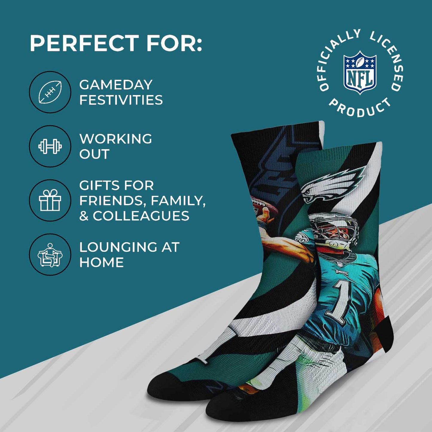 Philadelphia Eagles NFL Adult Player Stripe Sock - Black