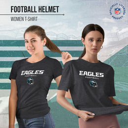 Philadelphia Eagles Women's NFL Football Helmet Short Sleeve Tagless T-Shirt - Charcoal