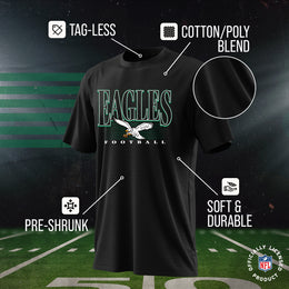 Philadelphia Eagles NFL Adult Overtime Blueprint Tag-Less T-Shirt - Black