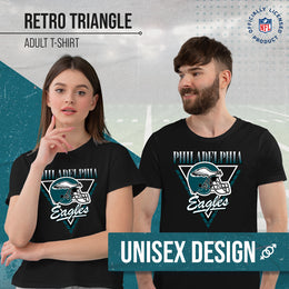 Philadelphia Eagles NFL Adult Retro Triangle Unisex T-Shirt - Black