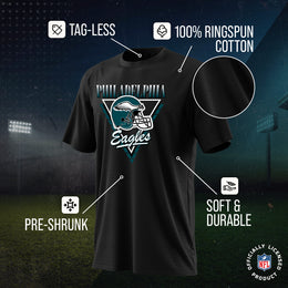 Philadelphia Eagles NFL Adult Retro Triangle Unisex T-Shirt - Black