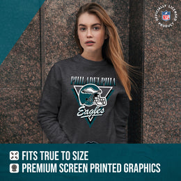 Philadelphia Eagles NFL Womens Retro Triangle Slouchy Crewneck - Heather Charcoal