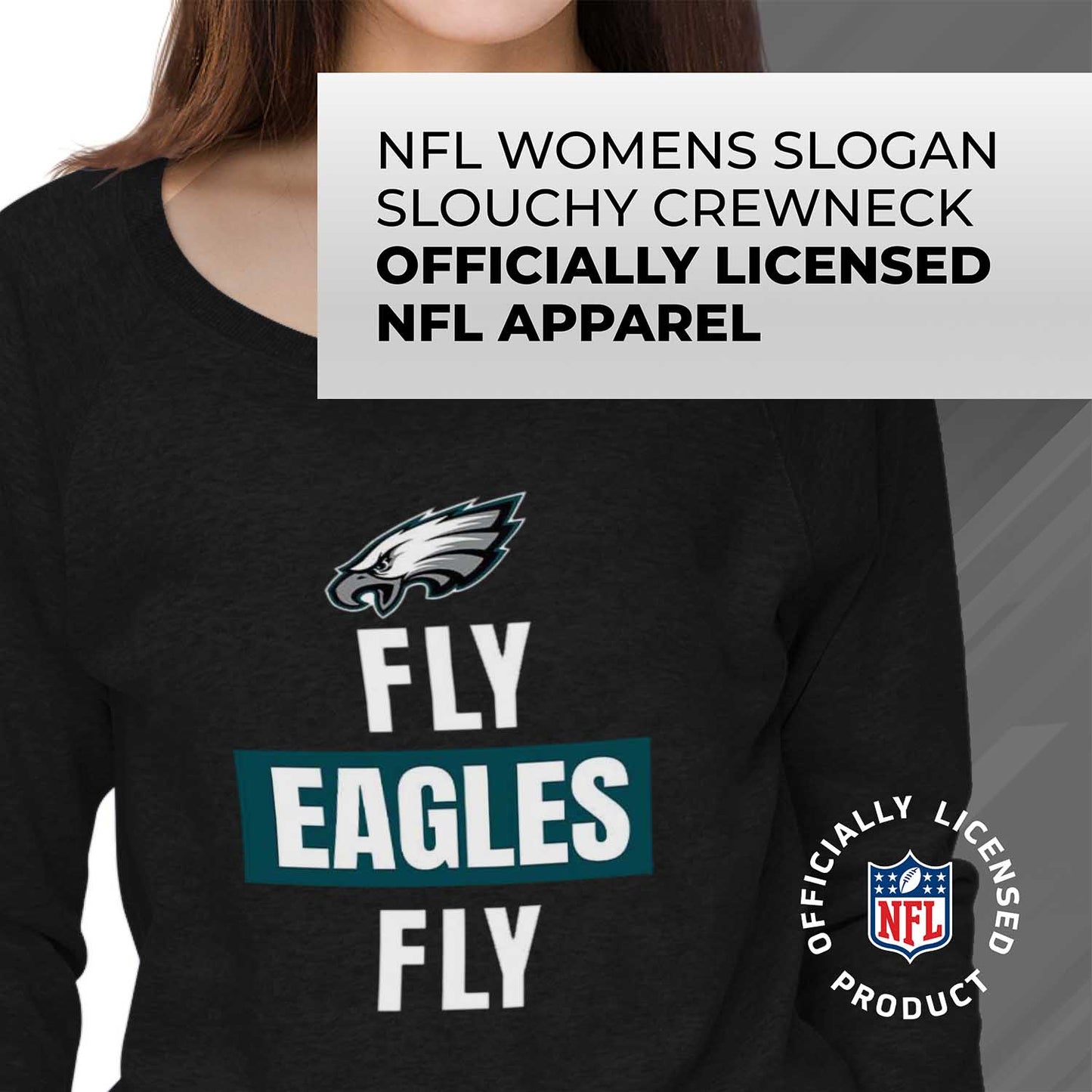 Philadelphia Eagles NFL Womens Team Slogan Crew Neck - Black