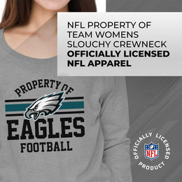 Philadelphia Eagles NFL Womens Property of Lighweight Crew Neck - Sport Gray