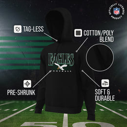 Philadelphia Eagles NFL Adult Unisex Overtime Blueprint Soft Fleece Hooded Sweatshirt - Black