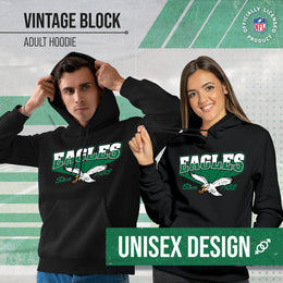 Philadelphia Eagles NFL Adult Unisex Vintage Block Ultra Soft Fleece Hooded Sweatshirt - Black