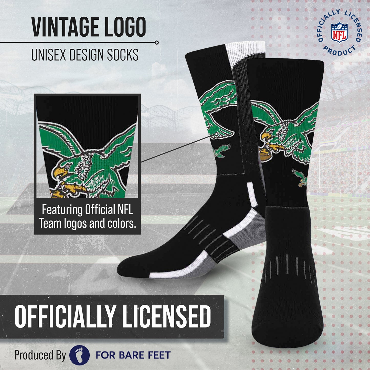 Philadelphia Eagles NFL V Curve  Socks - Team Color