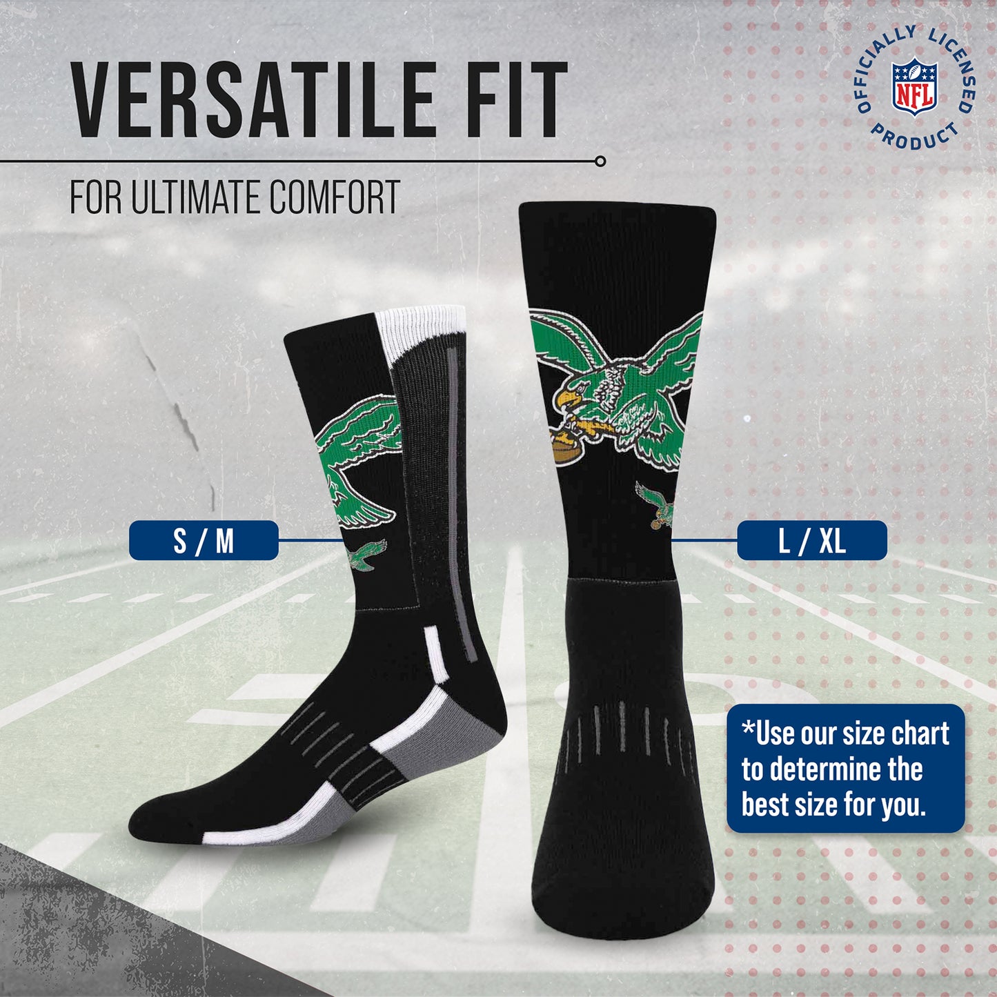 Philadelphia Eagles NFL V Curve  Socks - Team Color