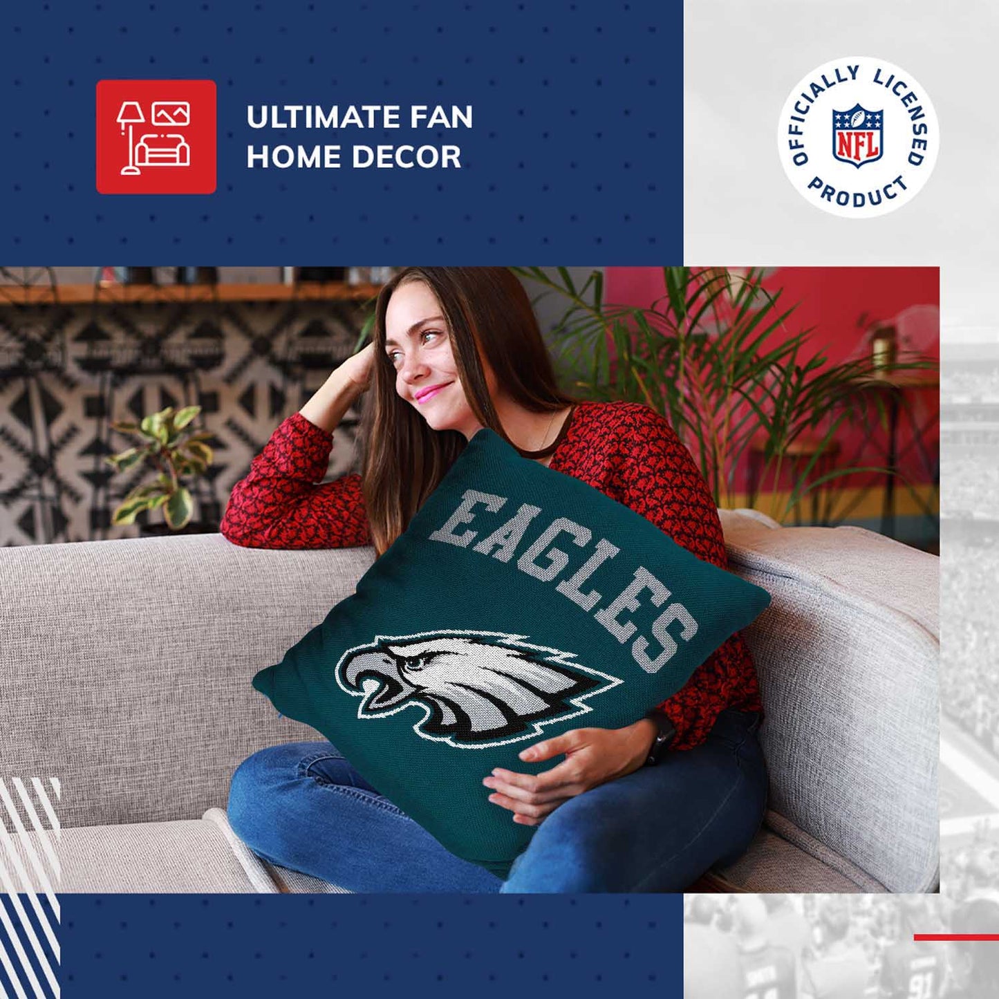 Philadelphia Eagles NFL Decorative Football Throw Pillow - Forest Green