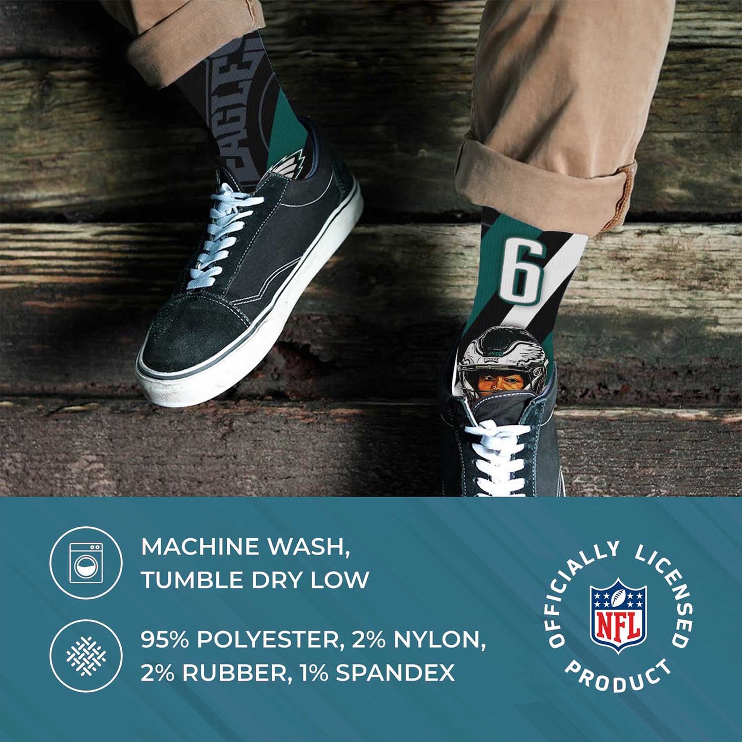 Philadelphia Eagles NFL Youth Player Stripe Sock - Black #6