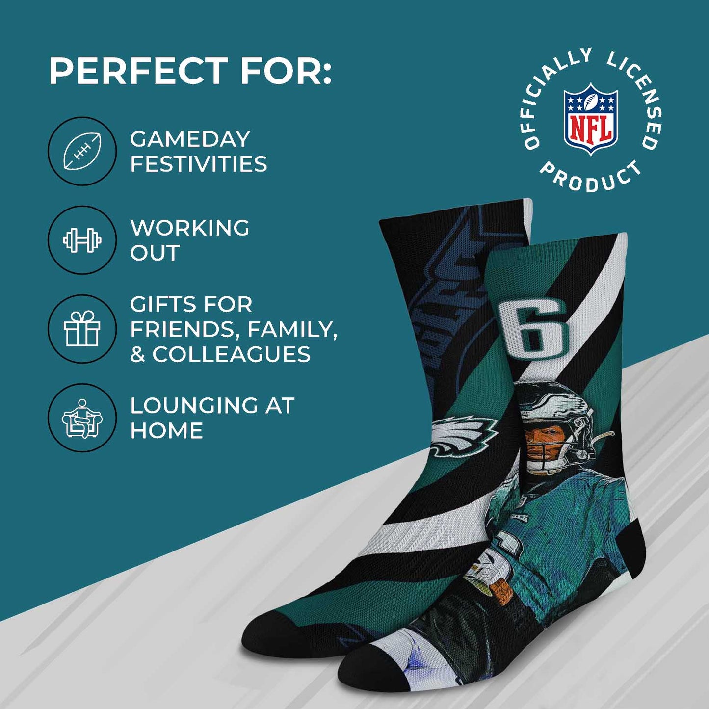 Philadelphia Eagles NFL Youth Player Stripe Sock - Black #6