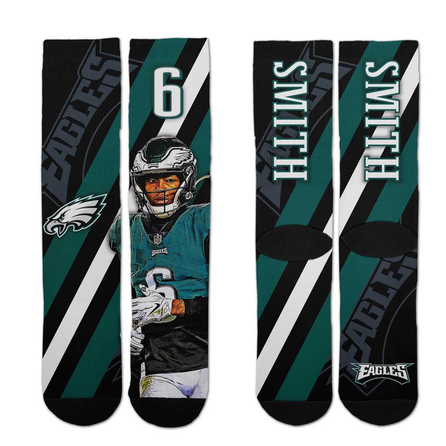 Philadelphia Eagles NFL Youth Player Stripe Sock - Black #6