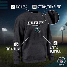 Philadelphia Eagles Adult NFL Football Helmet Heather Crewneck Sweatshirt - Charcoal