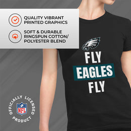 Philadelphia Eagles NFL Womens Team Slogan Short Sleeve Tshirt - Black