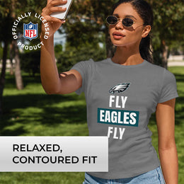 Philadelphia Eagles NFL Womens Plus Size Team Slogan Short Sleeve T-Shirt - Sport Gray