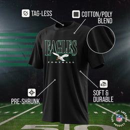 Philadelphia Eagles NFL Youth Overtime Blueprint Football T-Shirt Unisex Tag Free Comfortable - Black