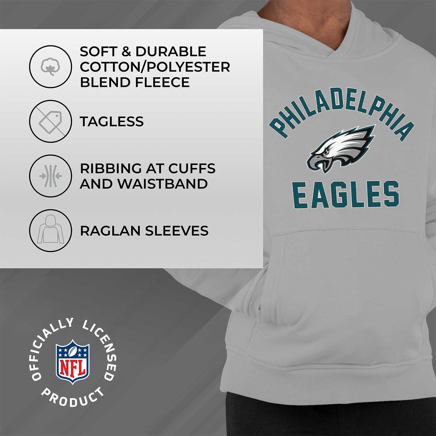 Philadelphia Eagles NFL Youth Gameday Hooded Sweatshirt - Gray
