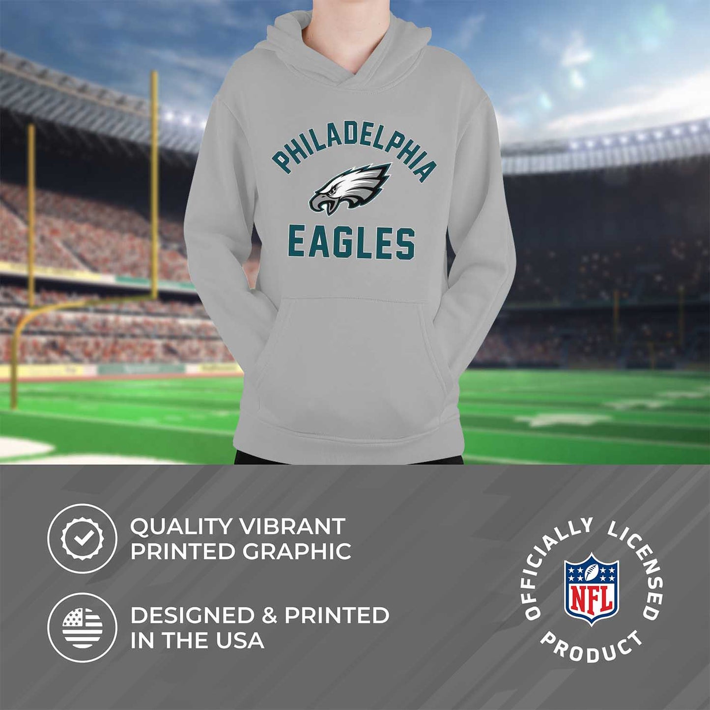 Philadelphia Eagles NFL Youth Gameday Hooded Sweatshirt - Gray