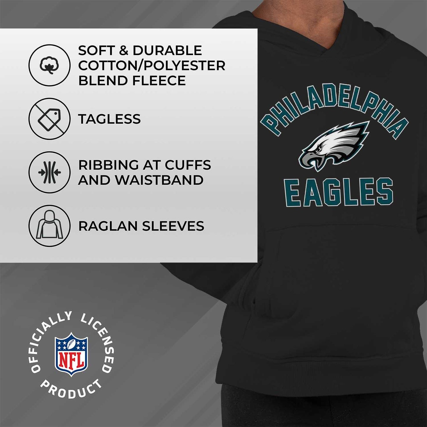 Philadelphia Eagles NFL Youth Gameday Hooded Sweatshirt - Black