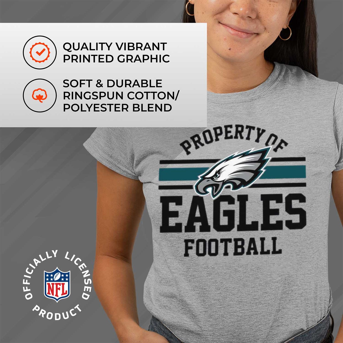 Philadelphia Eagles NFL Women's Property Of Lightweight Plus Size T-Shirt - Sport Gray