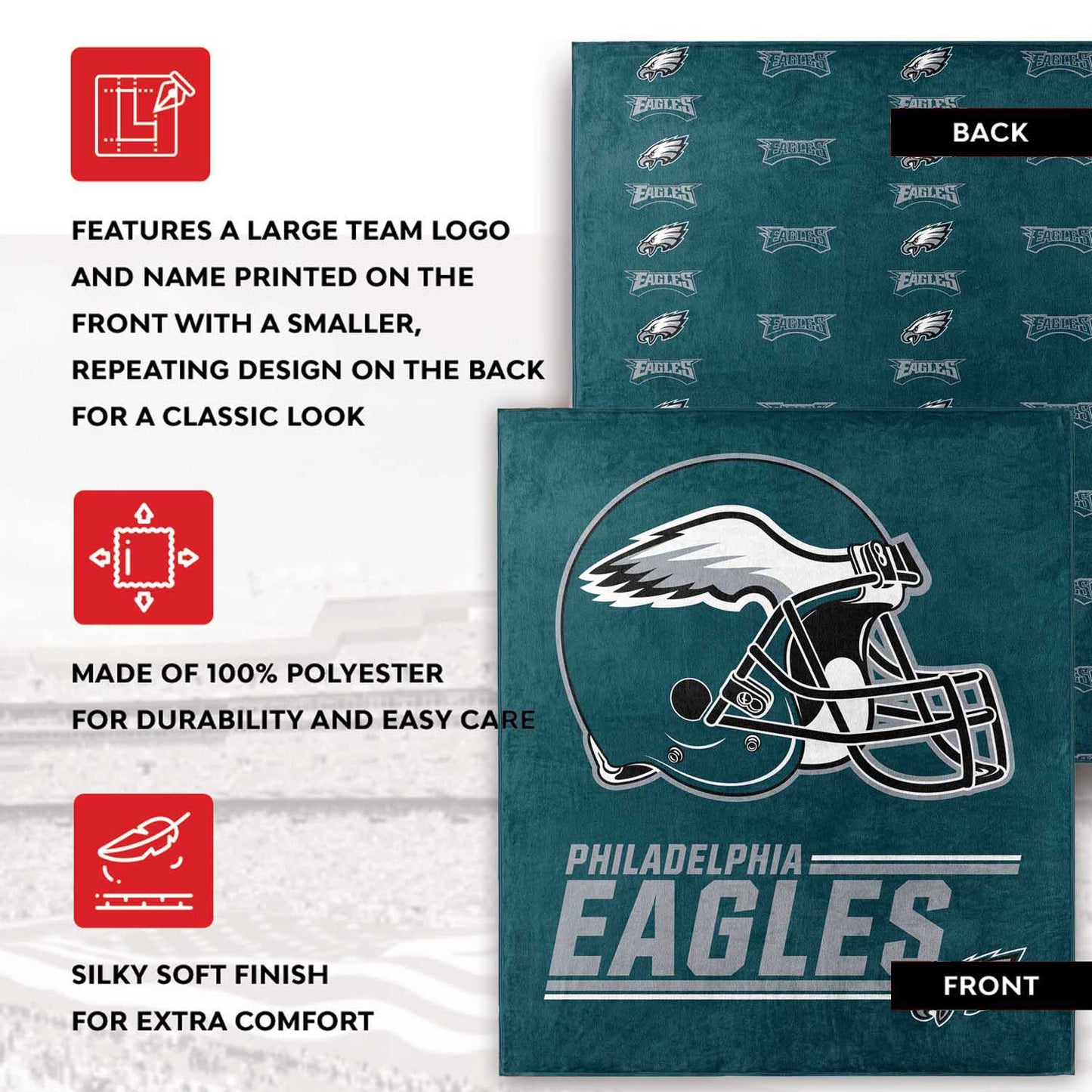 Philadelphia Eagles NFL Double Sided Blanket - Green