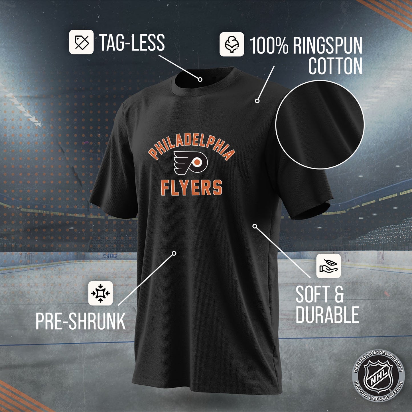 Philadelphia Flyers NHL Adult Game Day Unisex T-Shirt - Black