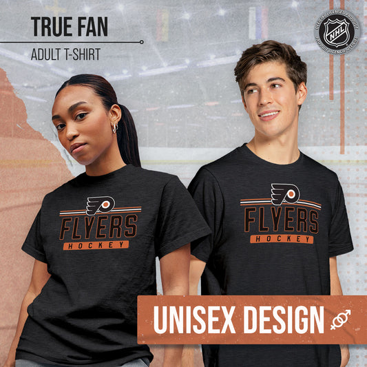 Philadelphia Flyers Adult NHL Heather Charcoal True Fan Hockey T-Shirt - Charcoal