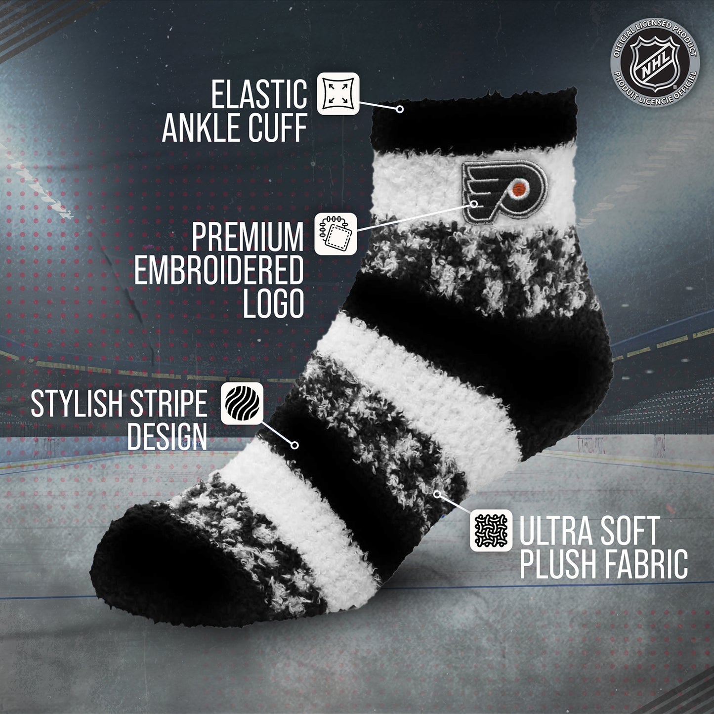 Philadelphia Flyers NHL Unisex Cozy Sleep Socks - Black