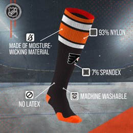 Philadelphia Flyers NHL Adult Knee High-Performance Socks - Black