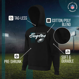 Philadelphia Eagles NFL Adult Unisex Retro Script Ultra Soft Fleece Hooded Sweatshirt - Black