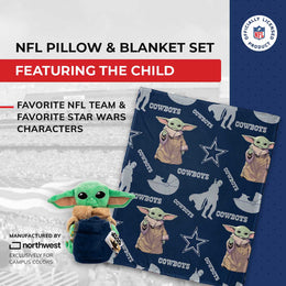 Dallas Cowboys  NFL x Star Wars Pillow & Blanket Set 40" x 50" featuring The Child - Navy