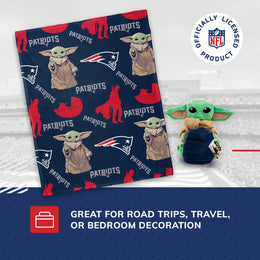 New England Patriots  NFL x Star Wars Pillow & Blanket Set 40" x 50" featuring The Child - Navy