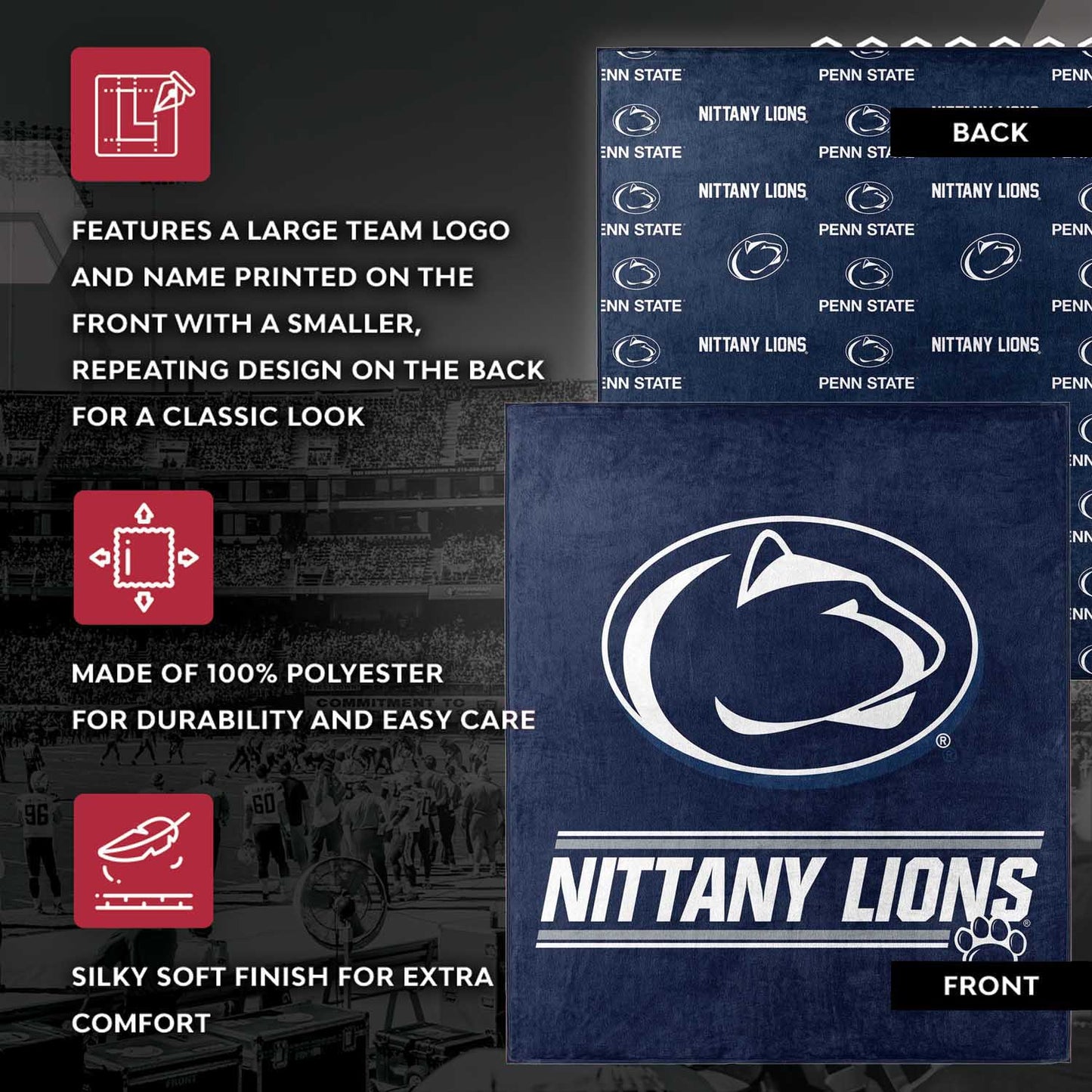 Penn State Nittany Lions NCAA Double Sided Blanket - Navy