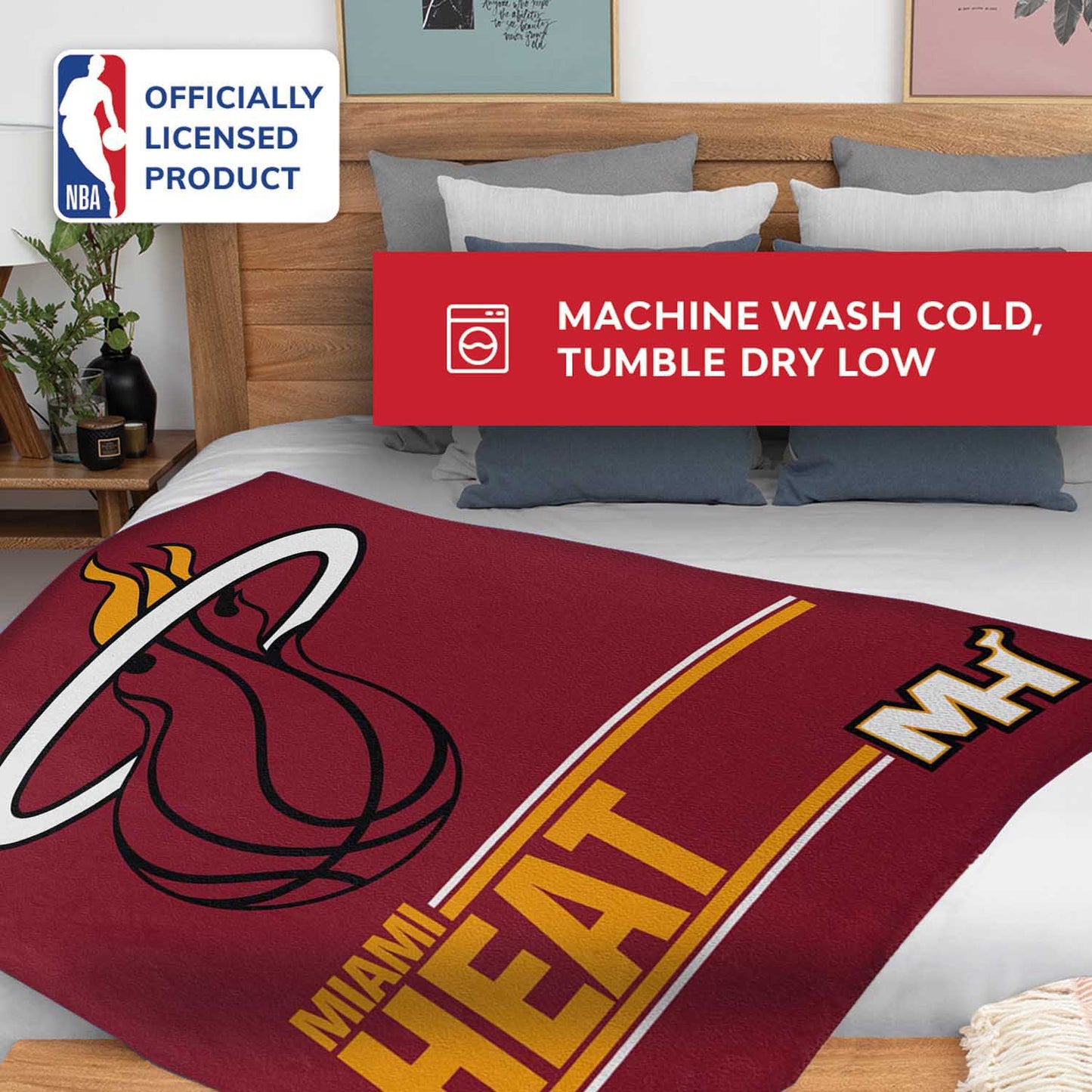 Miami Heat NBA Double Sided Blanket - Maroon